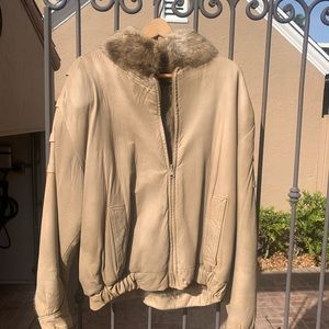Men’s fur lined leather coat
